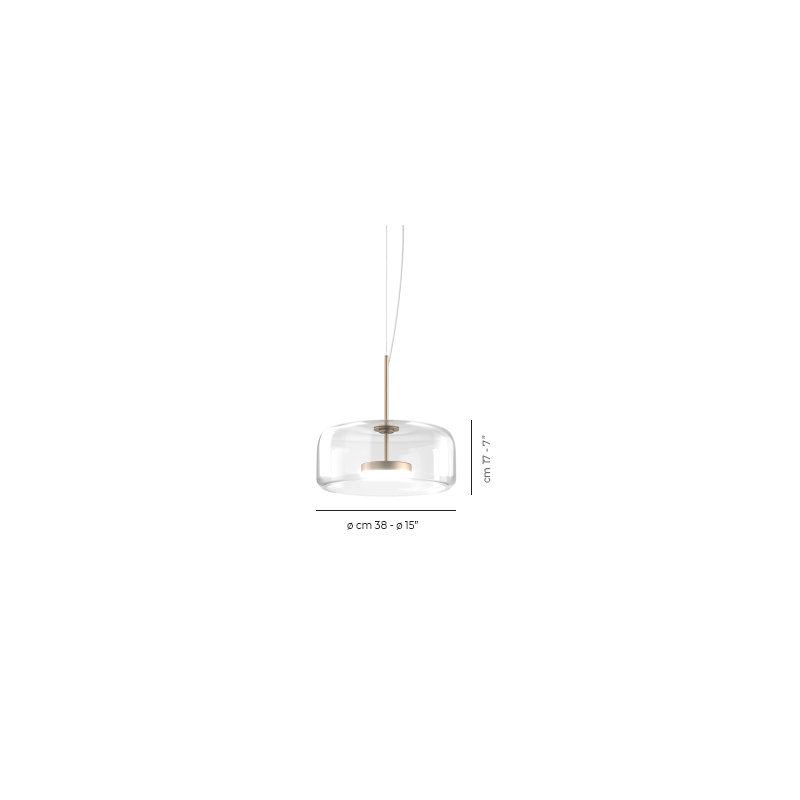 Jube Suspension 1P Burned Earth Transparent Matt Steel L3202 Ul, Crystal Transparent, Matte Gold, 86" H x 15" W x 15" D