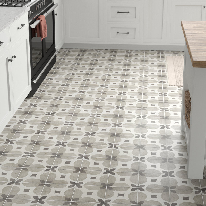 Encausto 8" x 8" Porcelain Wall & Floor Tile, Cool Fiore