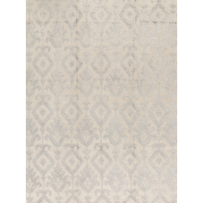 Tapis gris et beige noué à la main de haute qualité