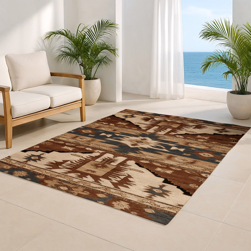 Tapis turc intérieur et extérieur brun, Rectangulaire 2 pi x 3 pi