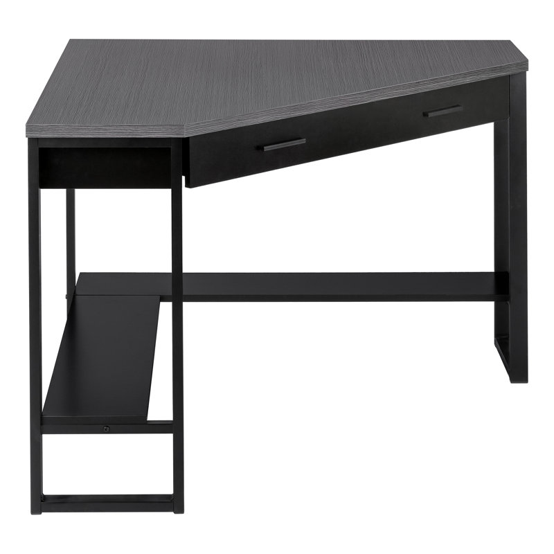 Huggard Computer Desk Home Office Corner Storage Drawers  Work Laptop Metal, Dark Gray/Black