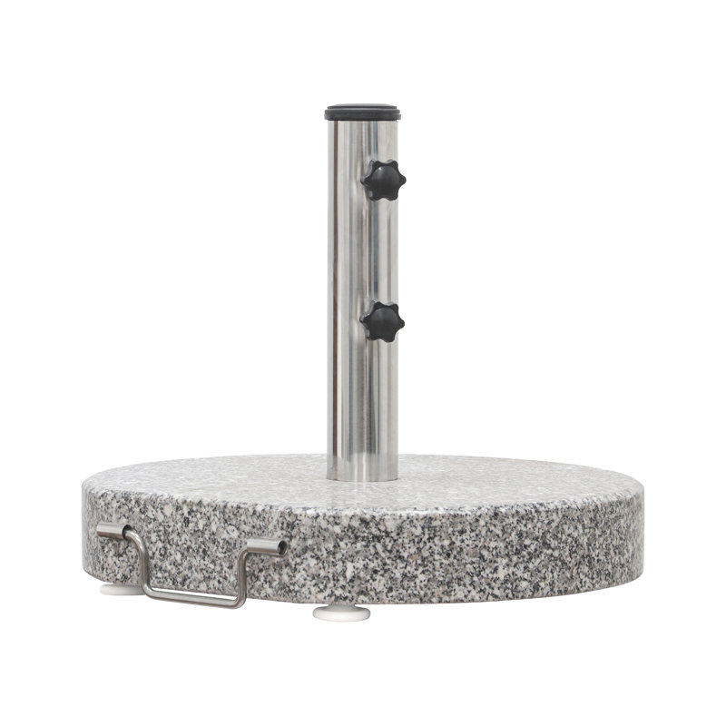 Base de parasol ronde en granit avec roues et poignée grises Shuwanna