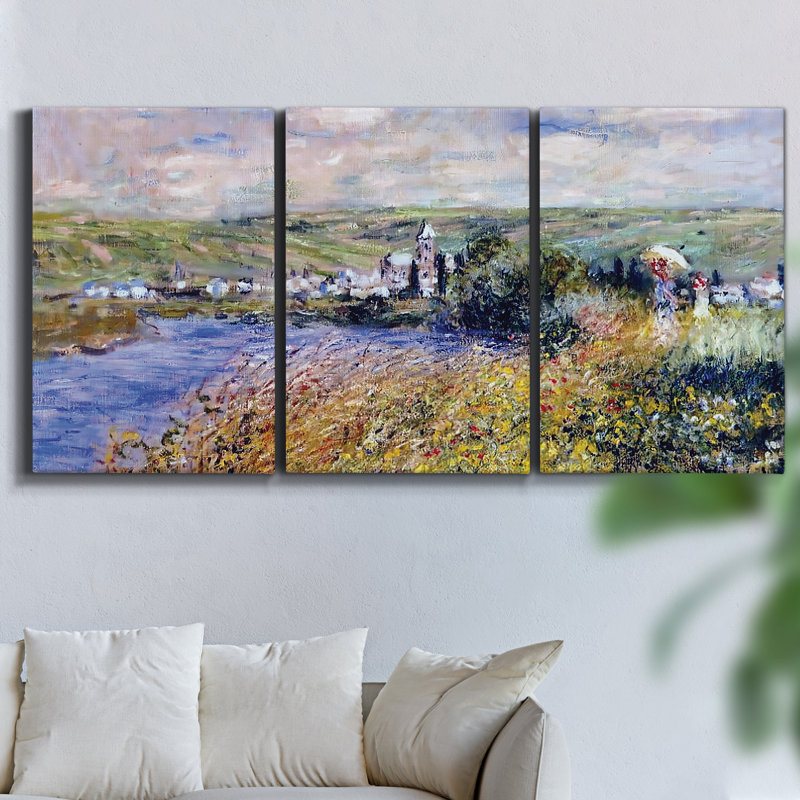Treeline Panorama sur toile, reproduction de 3 pièces, H 36 po x l 72 po x P 2 po