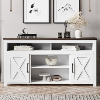 Meuble télé Kayli de 58 po, meuble télé contemporain pour téléviseur de 65 po ou moins, console en bois