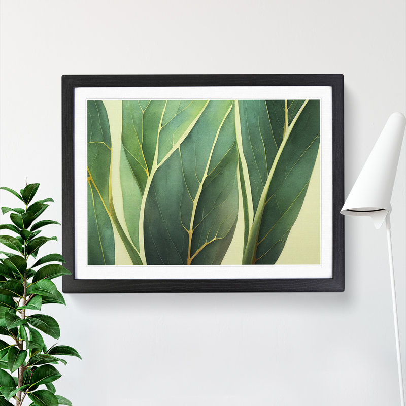 Alluring Leaf - Single Picture Frame Painting, 46cm H x 64cm W x 2cm D, Black