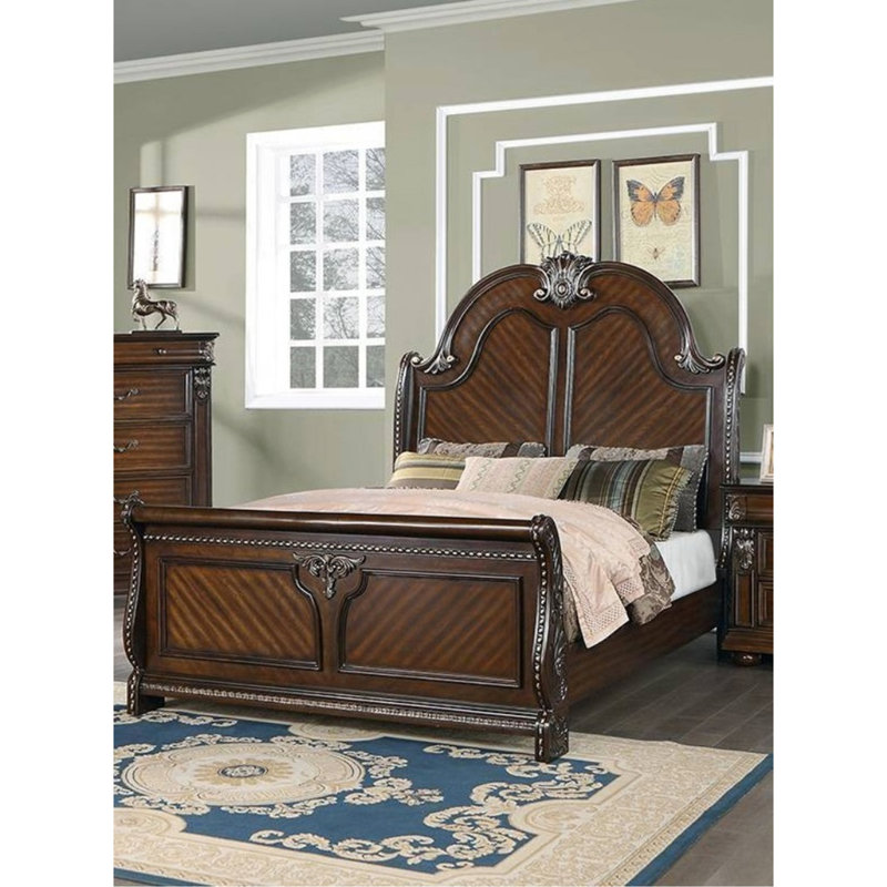 Mobilier de chambre à coucher avec tête de lit et pied de lit style traditionnel grand lit 1pc
