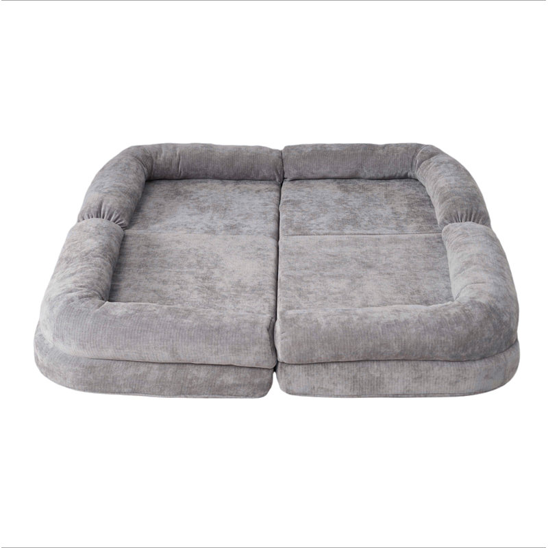 Canapé-lit double convertible pliable, gris, Coton gris