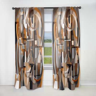 Exploring Abstracted Tranquillity I - Abstract Curtain - Room Darkening Geometric Curtain - 1 Panels