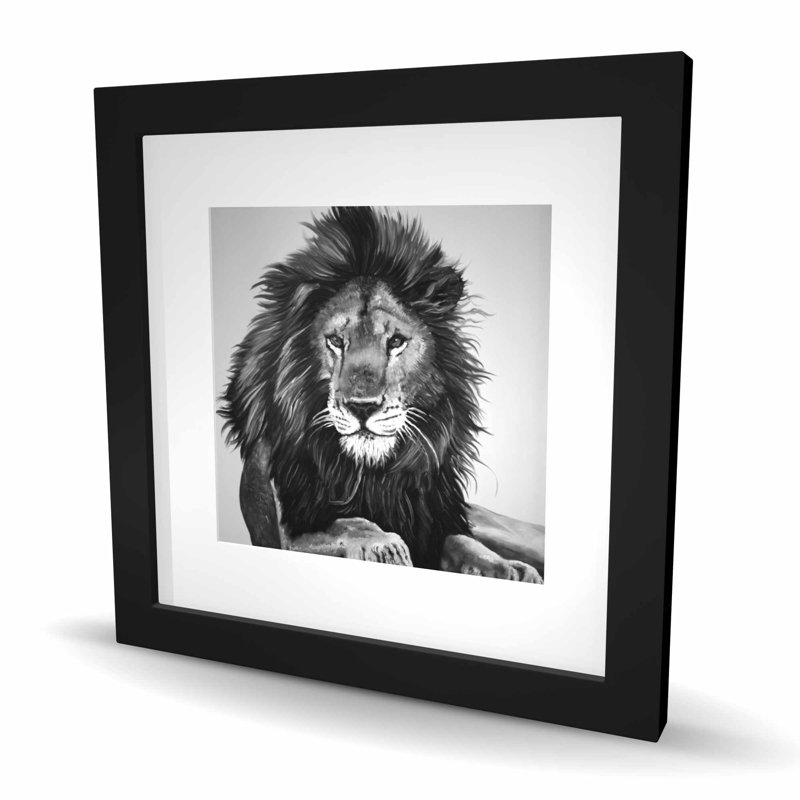 «The Lion King», reproduction encadrée avec passe-partout félin, H 16 po x l 16 po, Noir