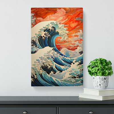 Wave Japanese Art Informel Art - Wrapped Canvas