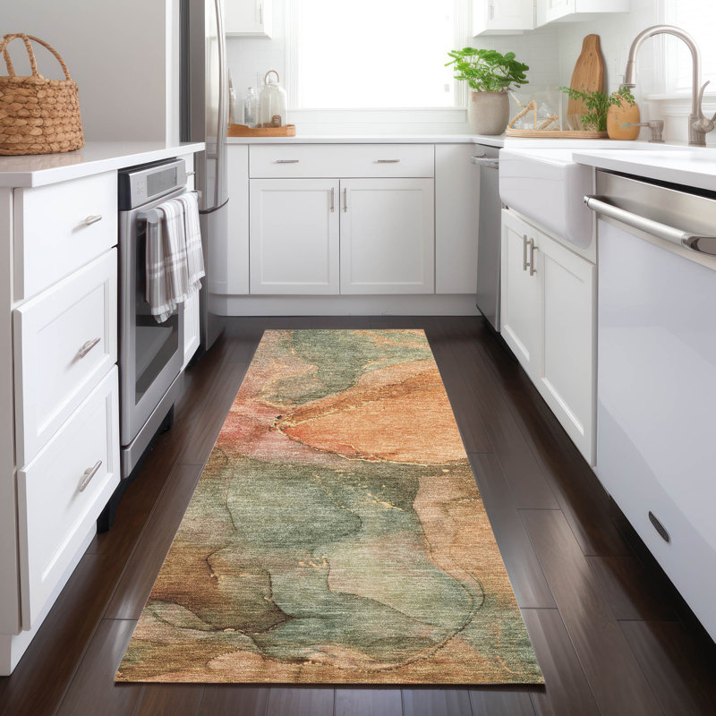 Machine Washable Indoor/Outdoor Xhevrie Coral Rug, Runner 2'3" x 7'6"