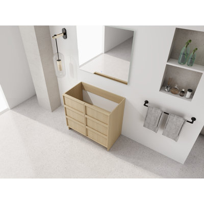 Meuble-lavabo de salle de bain, 36 po, contreplaqué, 1 pièce, autoportant, chêne
