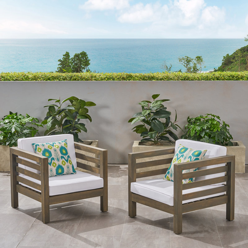 Fauteuil de patio extérieur avec coussins, Structure grise / coussin gris foncé