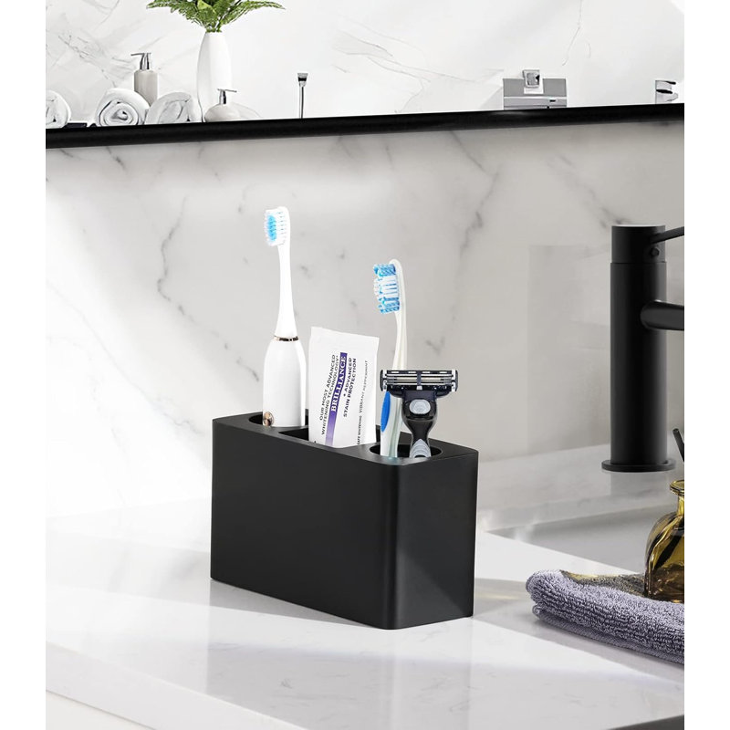 3 Slots Electric Toothbrush And Toothpaste Holder,  Black