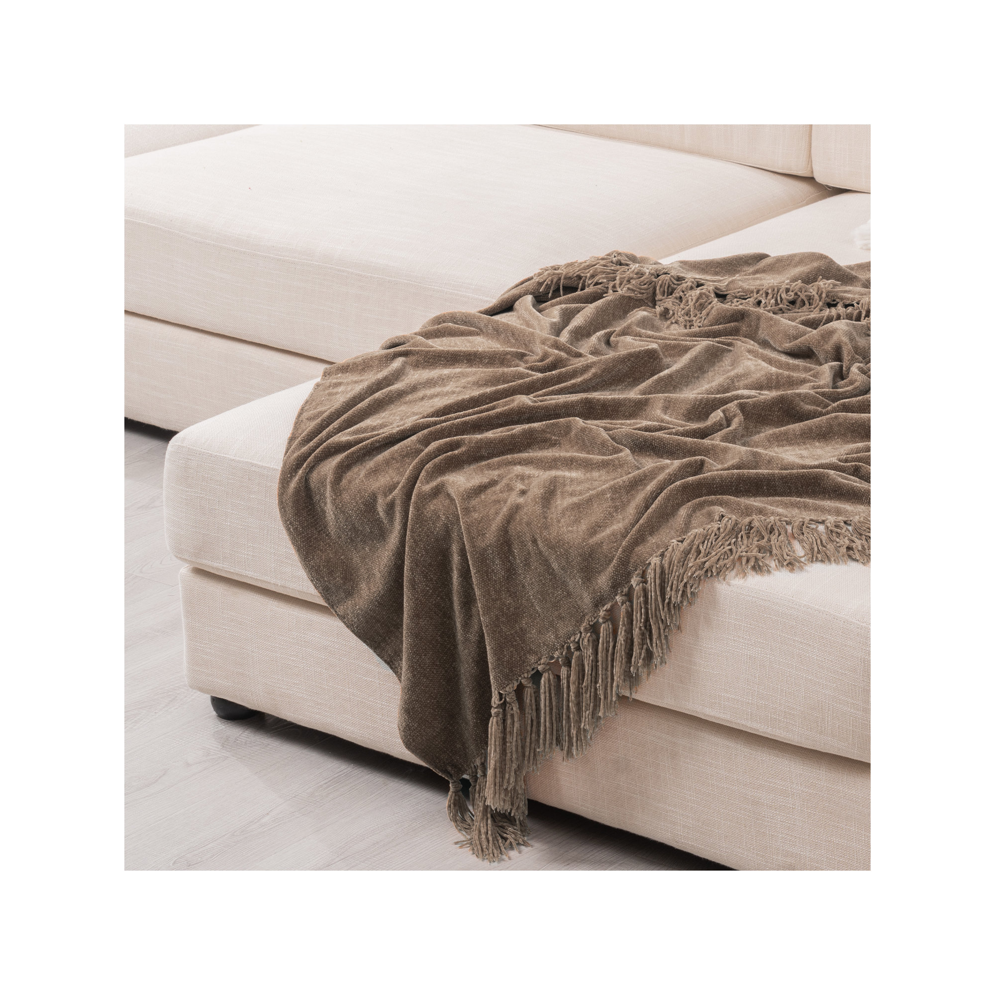 Soft Chenille Throw Blanket, Mocha Brown, 80" L x 60" W