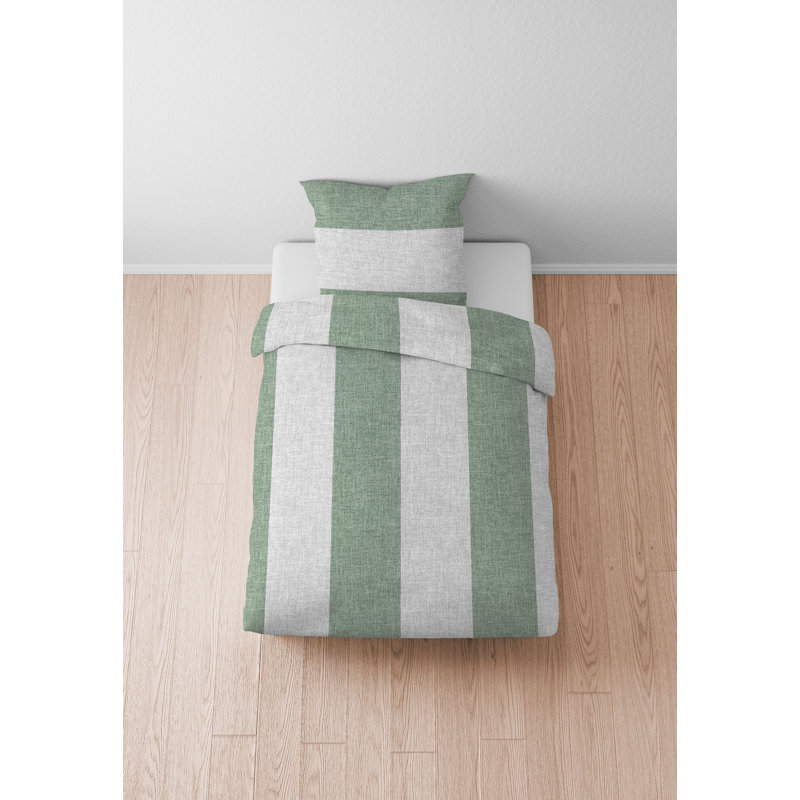 Biberna Feinbiber Bettwäsche 0006732 LÄNGSBALKEN Cotton Striped Duvet Cover with Pillowcases Included