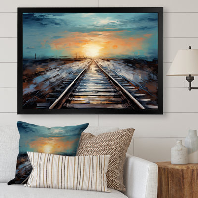 Peach Train Track Serene Railways - Transportation Wall Art Prints