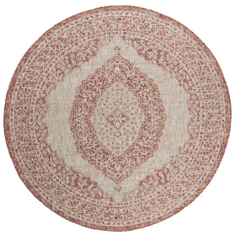 Amedee Performance Oriental Indoor/Outdoor Area Rug, Round 4'