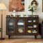 Buffet en bois massif brun 55,12 po