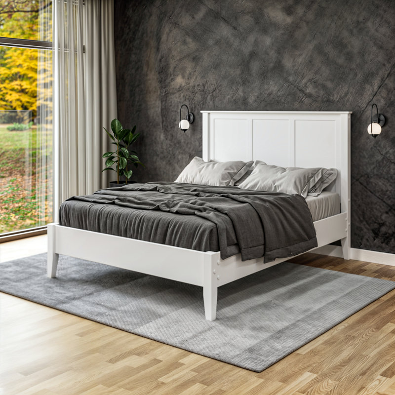 Lit plateforme en bois massif Faringdon, Grand, Blanc