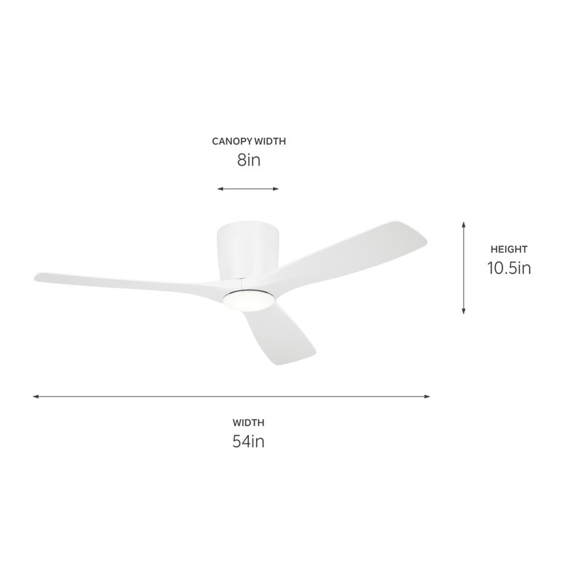 Volos 54'' Ceiling Fan with LED Lights, Matte White