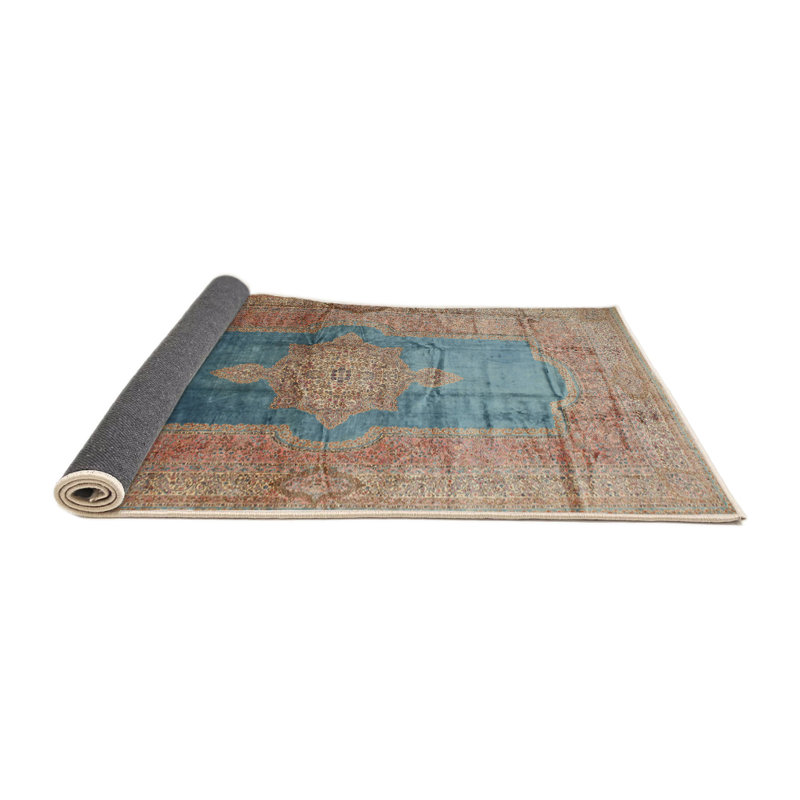 Tapis traditionnel brun / bleu, Rond 3 pi