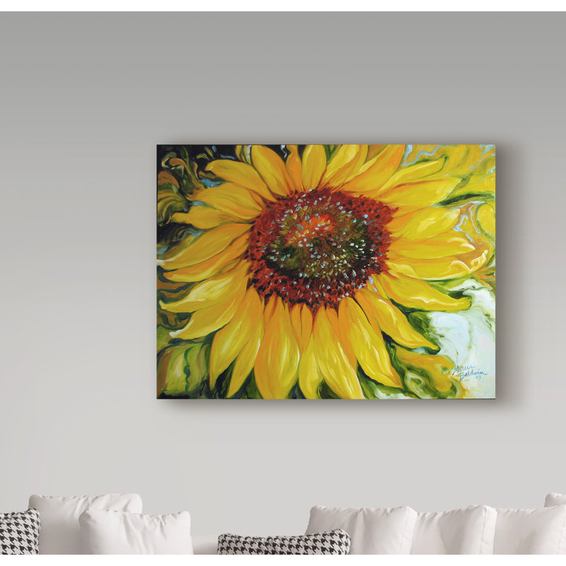 Duniya «Sundown Sunflower», reproduction de peinture acrylique sur toile tendue, H 14 po x l 19 po x P 2 po