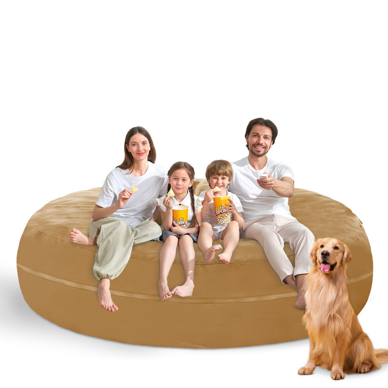 Fauteuil à billes pré-rempli en mousse viscoélastique, Kaki, H 19 po x l 73 po x P 73 po