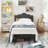 Lit simple tapissier à tête de lit ajustable-88103691