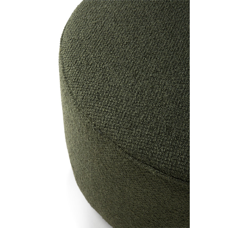 Barrow Round Pouf, Pine Green Polyester Blend