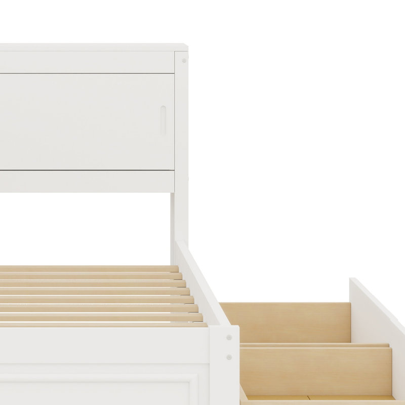 Multifunctional Daybed with Shelves, and Two Drawers, White