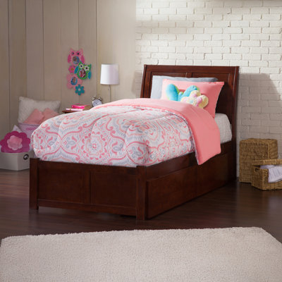 Fitzsimmons Solid Wood Sleigh Storage Platform Bed with Footboard and Under Bed Drawers