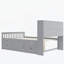 Structure de lit plateforme en bois avec bibliothèques de rangement et tablettes, quatre tiroirs-1011592489