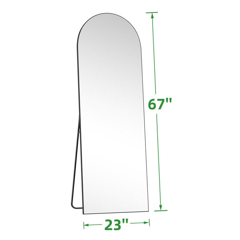 Miroir mural en bois massif Luziano, 67 po x 23 po, Noir