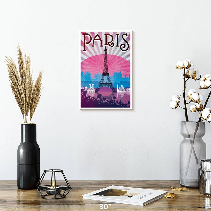 Affiche rétro Paris Paris Eiffel, H 12 po x l 8 po