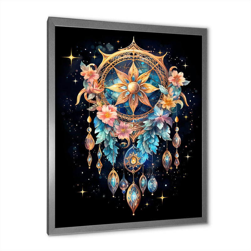 «Vyan Gold Dreamcatcher Celestial Dreams II», reproduction sur toile, H 32 po x l 16 po x P 1 po, Cadre photo argenté