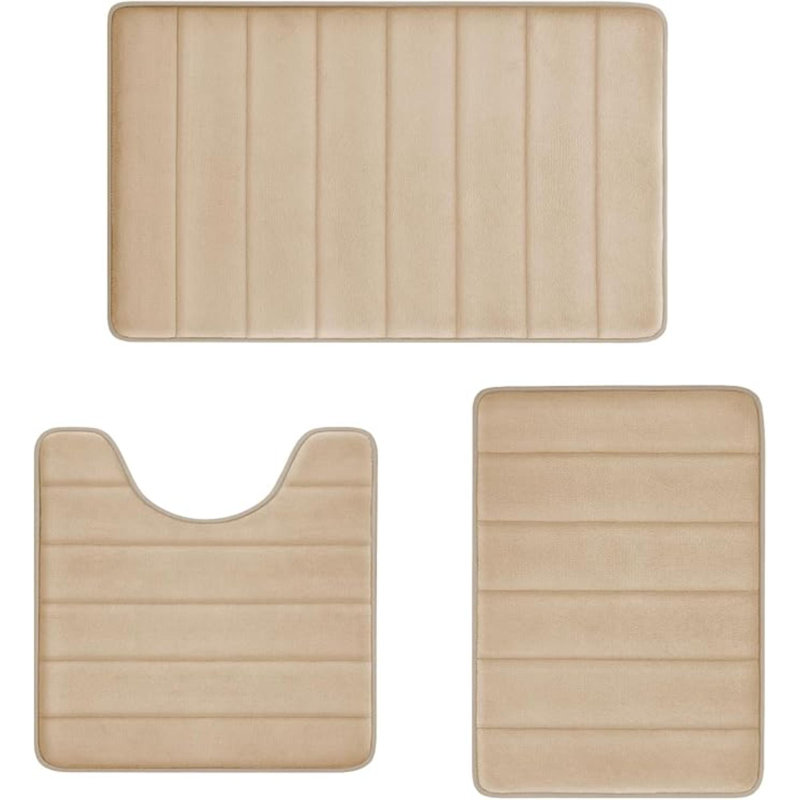 Ensemble de tapis de bain en mousse viscoélastique 3 pièces, doux et confortable, très absorbant, antidérapant, épais, lavable à la machine, facile à sécher pour tapis de salle de bain, tapis de salle de bain