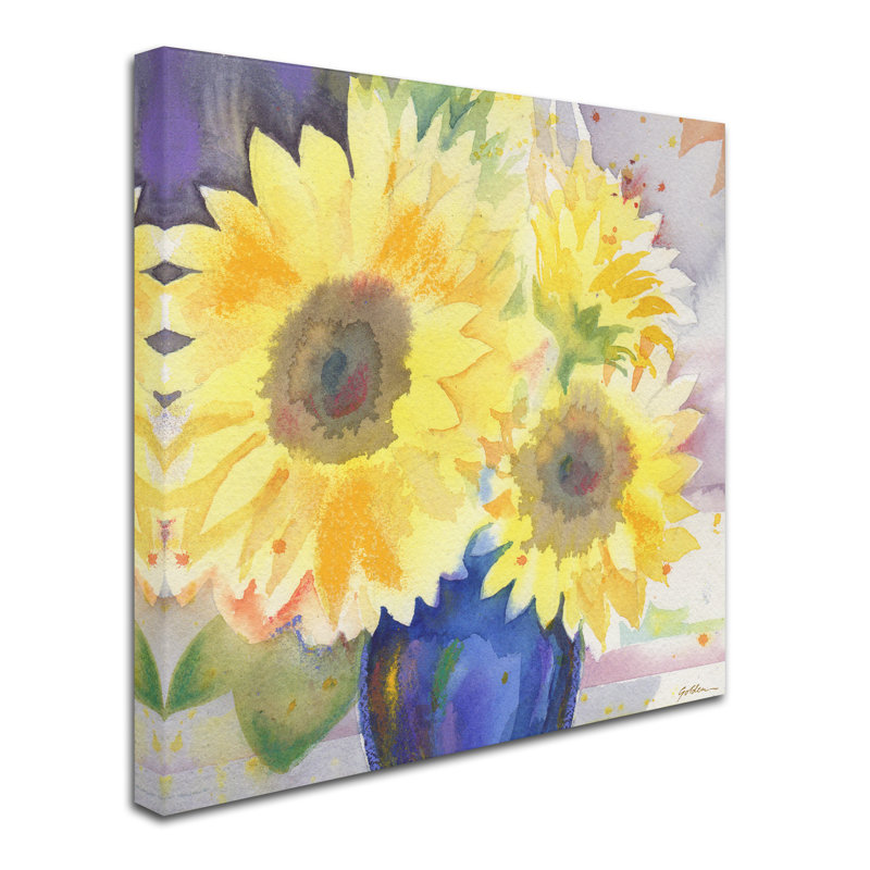 « tournesol fleur bouquet », reproduction d’art sur toile tendue, H 35 po x l 35 po x P 2 po