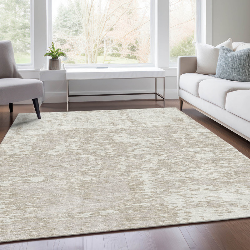Tapis ivoire Prisco lavable à la machine de qualité supérieure, Rectangle 10 pi x 14 pi