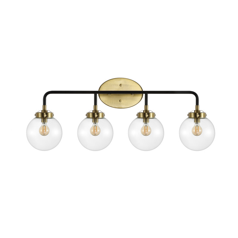 Éclairage pour meuble-lavabo transitionnel contemporain en fer / verre Claudio, Clair, Or laiton / noir, 4