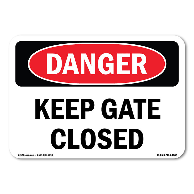 Keep Gate Closed Decal 18" X 12"