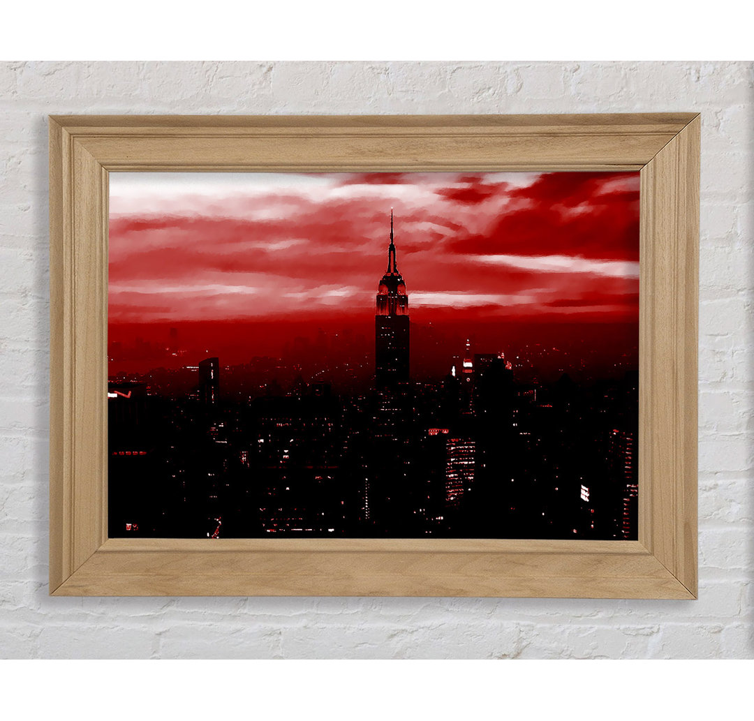 Empire State Building Rotes Glühen - Bilderrahmen Kunstdrucke