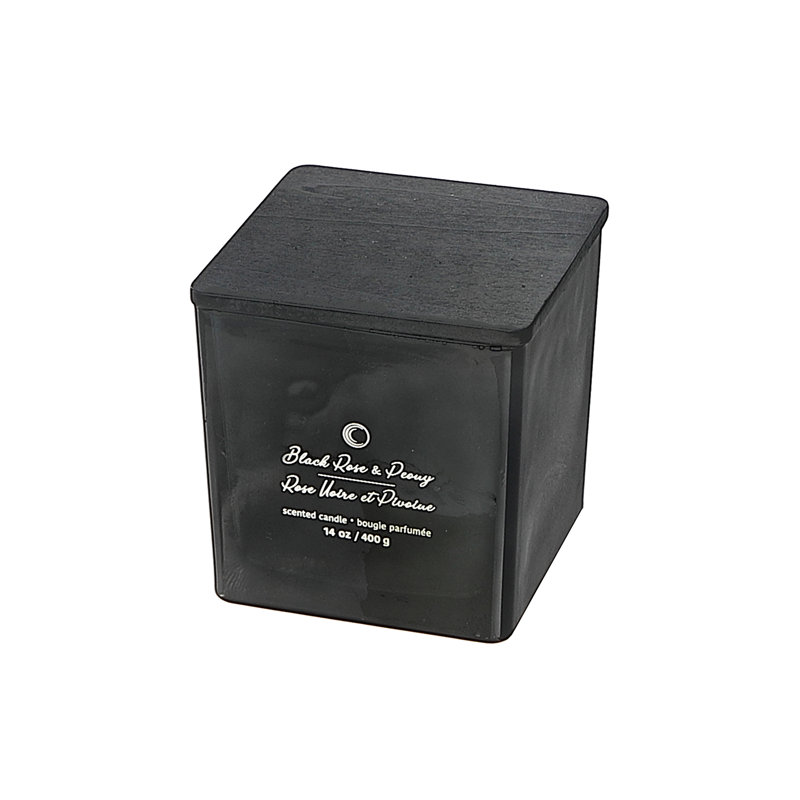Bougie carrée 14 oz à 2 mèches à haute brillance - rose noire et pivoine