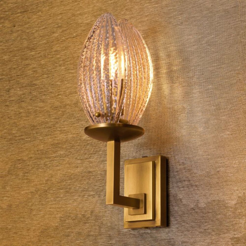 CDJ Wall Lamp Persephone antique brass finish clear glass