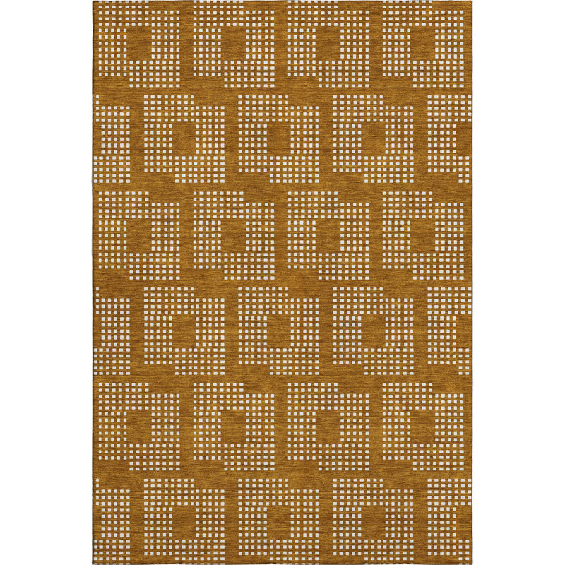 Premium Machine Washable Prisco Terracotta Rug, Rectangle 10' x 14'