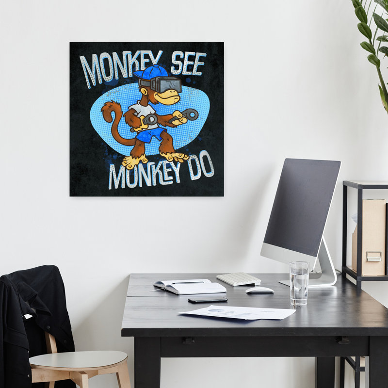 Art contemporain de singe avec un singe fantaisiste, H 18 po x l 18 po