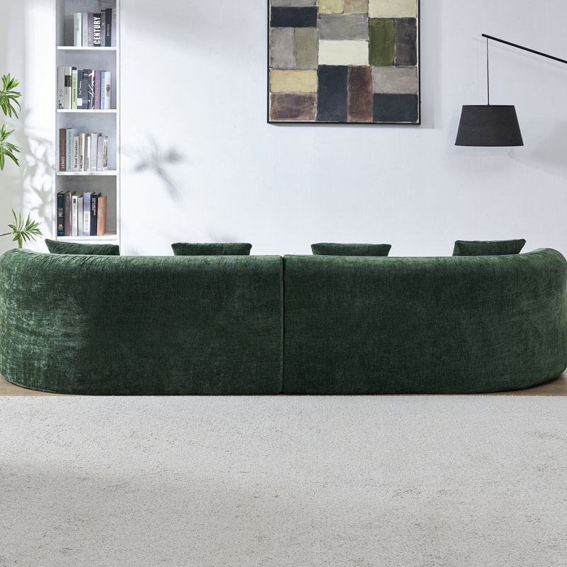 Canapé moderne 2 places en mousse haute densité et chenille incurvée, sans assemblage, idéal pour les petits espaces, dossier et accoudoirs roulés en chenille, rembourrage inclus, parfait pour les petits salons.