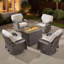 Ensemble 5 pièces de mobilier de patio avec table de foyer d'extérieur Ensemble de conversation modulaire en rotin d'osier avec coussins confortables de 5 po d'épaisseur-1396720494-1396720483
