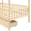 Lit simple avec tiroirs de rangement en bois de pin massif, couleur naturelle, spacieux, têtes de lit incluses et confortable