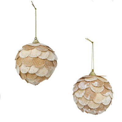 Ensemble d'ornement de Noël en forme de pomme de pin 10 cm, paquet de 2